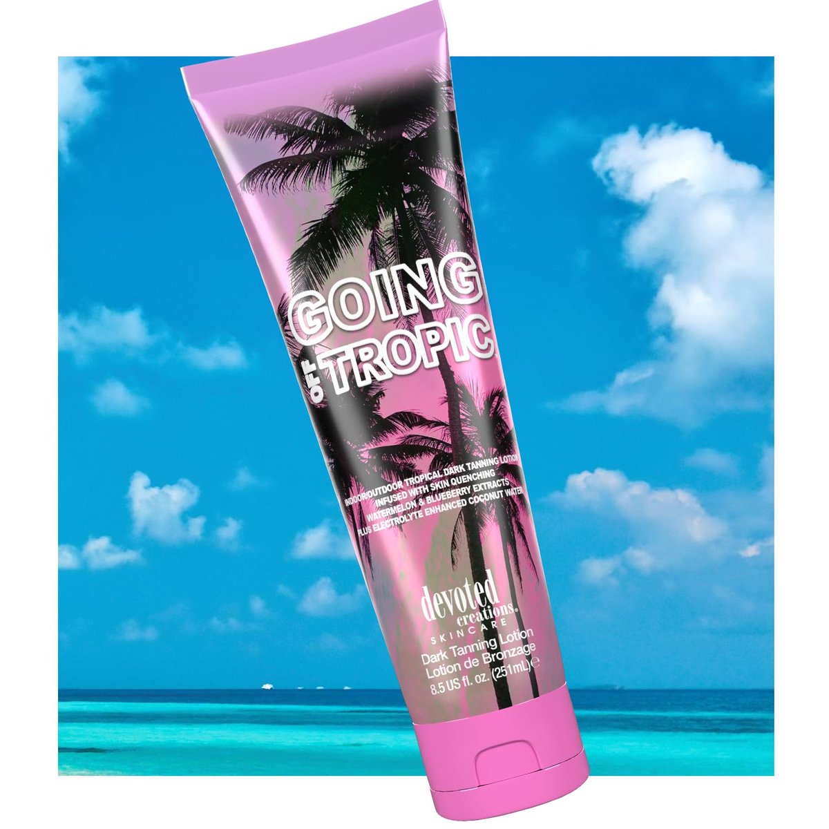 Devoted Creations Going Off Tropic - Skin Quenching Extracts Electrolyte Enhanced Indoor/Outdoor Dark Tanning Lotion, 8.5 Fl Oz Avelisse