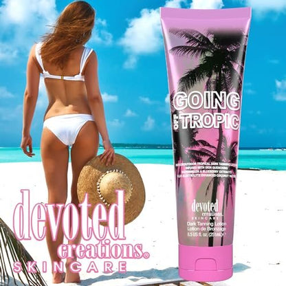 Devoted Creations Going Off Tropic - Skin Quenching Extracts Electrolyte Enhanced Indoor/Outdoor Dark Tanning Lotion, 8.5 Fl Oz Avelisse