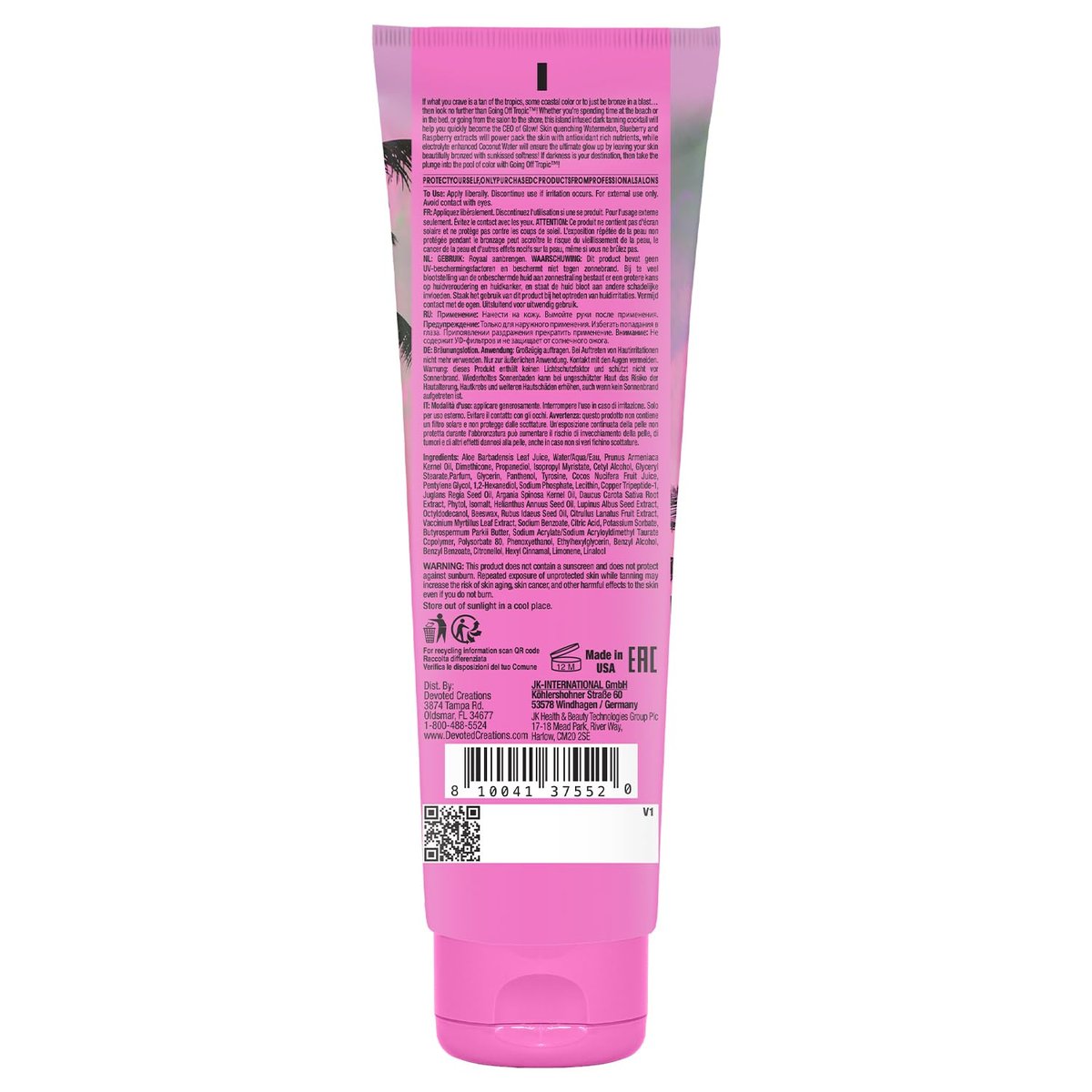 Devoted Creations Going Off Tropic - Skin Quenching Extracts Electrolyte Enhanced Indoor/Outdoor Dark Tanning Lotion, 8.5 Fl Oz Avelisse