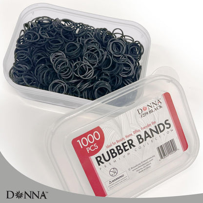 DONNA 1000PCS Black Rubber Bands for Hair – Durable Elastic Hair Ties for Braids, Twists, and Ponytails, No-Snag Stretch Bands for All Hair Types, Reusable Styling Elastics in Storage Case