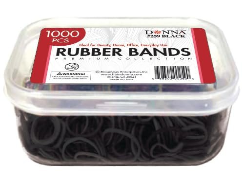 DONNA 1000PCS Black Rubber Bands for Hair – Durable Elastic Hair Ties for Braids, Twists, and Ponytails, No-Snag Stretch Bands for All Hair Types, Reusable Styling Elastics in Storage Case - görsel 1