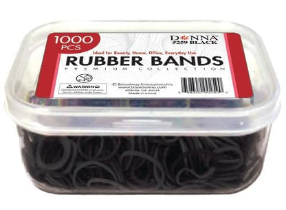 DONNA 1000PCS Black Rubber Bands for Hair – Durable Elastic Hair Ties for Braids, Twists, and Ponytails, No-Snag Stretch Bands for All Hair Types, Reusable Styling Elastics in Storage Case