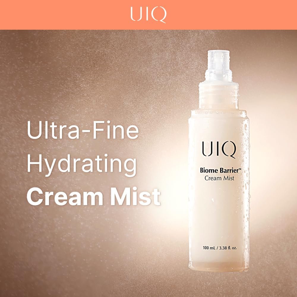UIQ Biome Barrier Cream Mist - Microbiome-Powered Face Mist with Hyaluronic Acid & Niacinamide, Deep Hydration, Glow & Soothing, Korean Skin Care, 100ml / 3.38 fl. oz. Avelisse