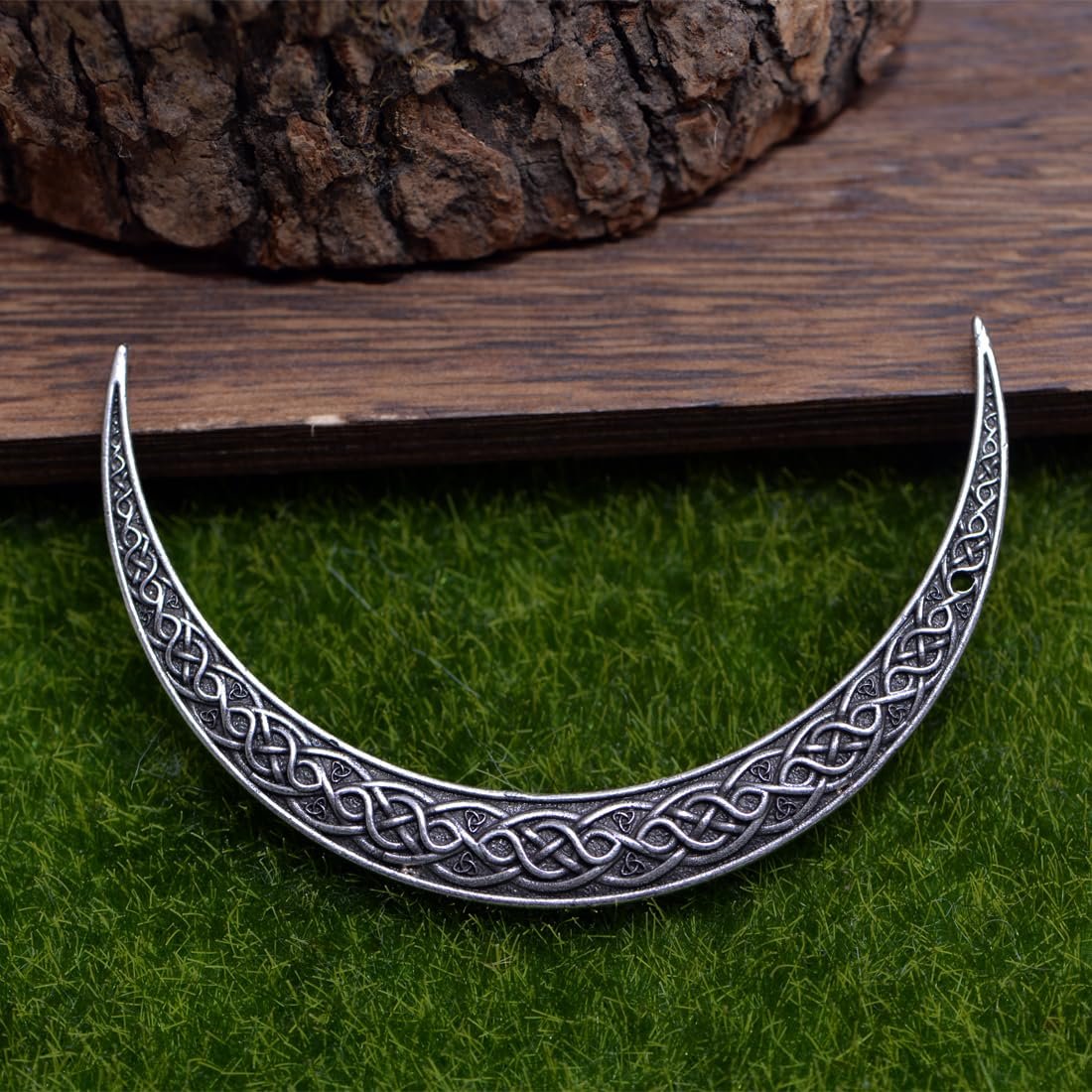 LANGHONG 2PCS Viking Moon Crescent Hairpins – Gothic Metal Hair Sticks for Women, Retro Updo Pins for Cosplay & Renaissance Festival - görsel 14