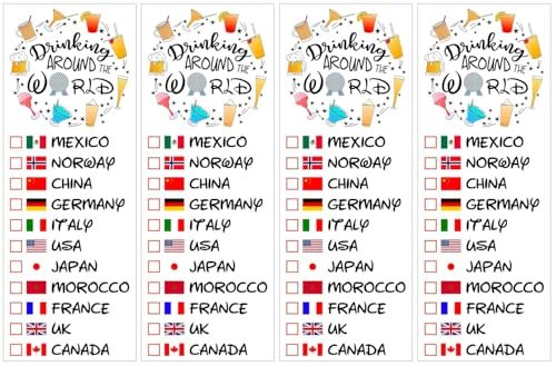 Drinking Around The World - Pack Of 4 Temporary Tattoo | Luvlewen - görsel 2