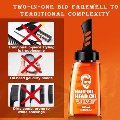 Grospe Hair Styling Gel - 2-in-1 Wax Gel with Comb, Men's Grooming Gel, Moisturizing Long Lasting Fast Build, 100 ml, Includes 4 Hair Styling Combs Avelisse