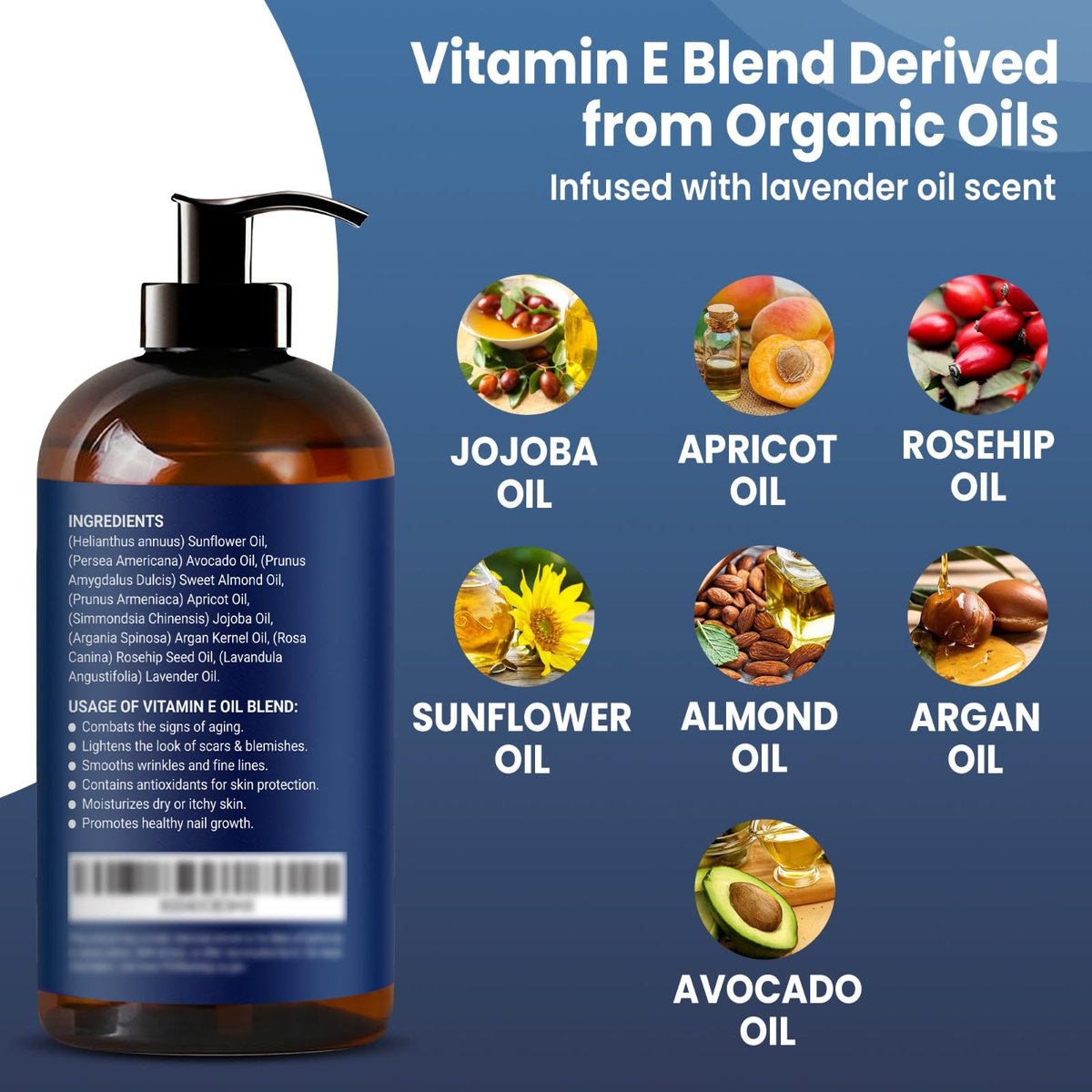 Organic Vitamin E Oil Blend 8 fl oz – Pure Natural Oils for Skin, Scars & Face – Nexon Botanics - görsel 3