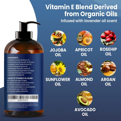Organic Vitamin E Oil Blend 8 fl oz – Pure Natural Oils for Skin, Scars & Face – Nexon Botanics