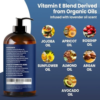 Organic Vitamin E Oil Blend 8 fl oz – Pure Natural Oils for Skin, Scars & Face – Nexon Botanics