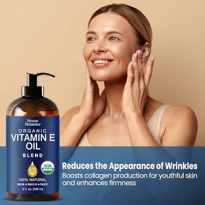 Organic Vitamin E Oil Blend 8 fl oz – Pure Natural Oils for Skin, Scars & Face – Nexon Botanics