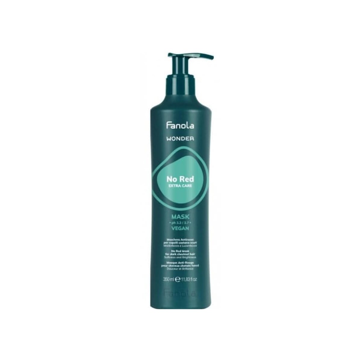 Fanola Wonder No Red Toning Hair Mask - Green Toner for Brunettes, Removes Red Tones, Vegan Hydrating Treatment for Color Treated Hair, Neutralizing & Detangling, 12.3 oz Avelisse