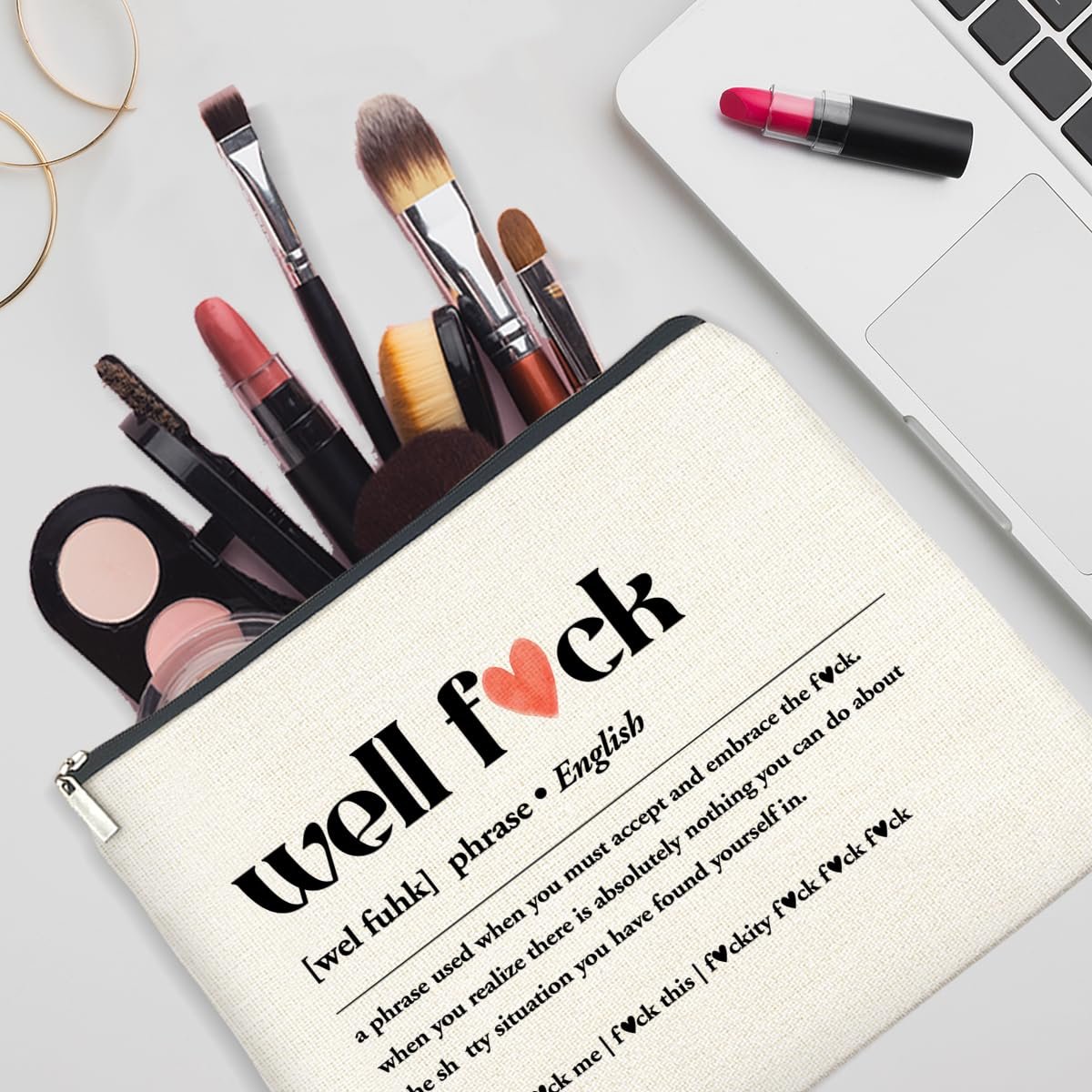 YeleY Funny Makeup Bag for Women - Cosmetic Pouch with Zipper, Perfect Gift for Friends, Daughter, Sister, Coworkers - görsel 9