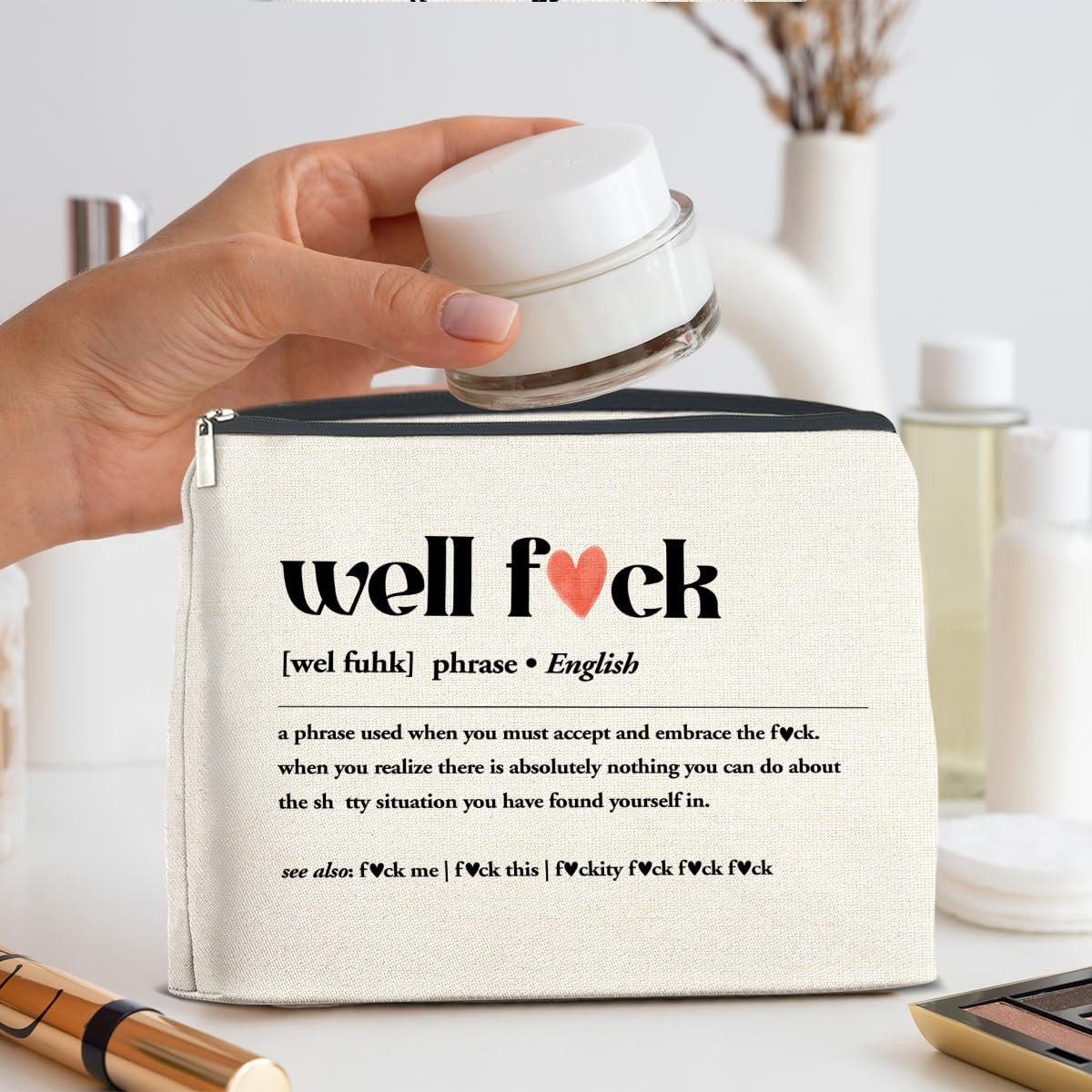 YeleY Funny Makeup Bag for Women - Cosmetic Pouch with Zipper, Perfect Gift for Friends, Daughter, Sister, Coworkers - görsel 11