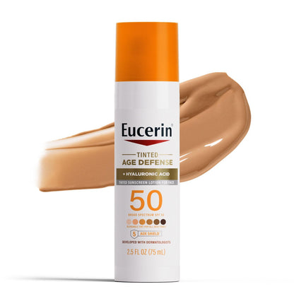 Eucerin Sun Tinted Age Defense Face Sunscreen Lotion SPF 50 with Hyaluronic Acid, Blendable Tint for All Skin Tones, Non-Comedogenic & Hypoallergenic, 2.5 Fl Oz Avelisse