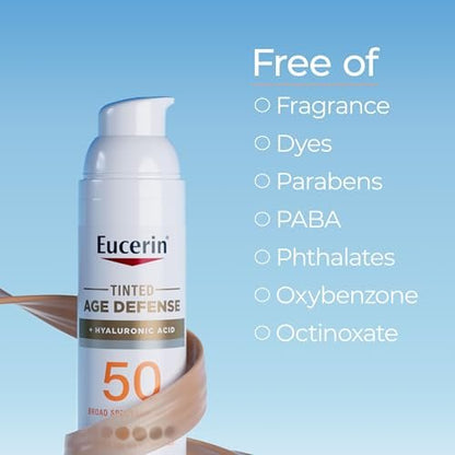 Eucerin Sun Tinted Age Defense Face Sunscreen Lotion SPF 50 with Hyaluronic Acid, Blendable Tint for All Skin Tones, Non-Comedogenic & Hypoallergenic, 2.5 Fl Oz Avelisse