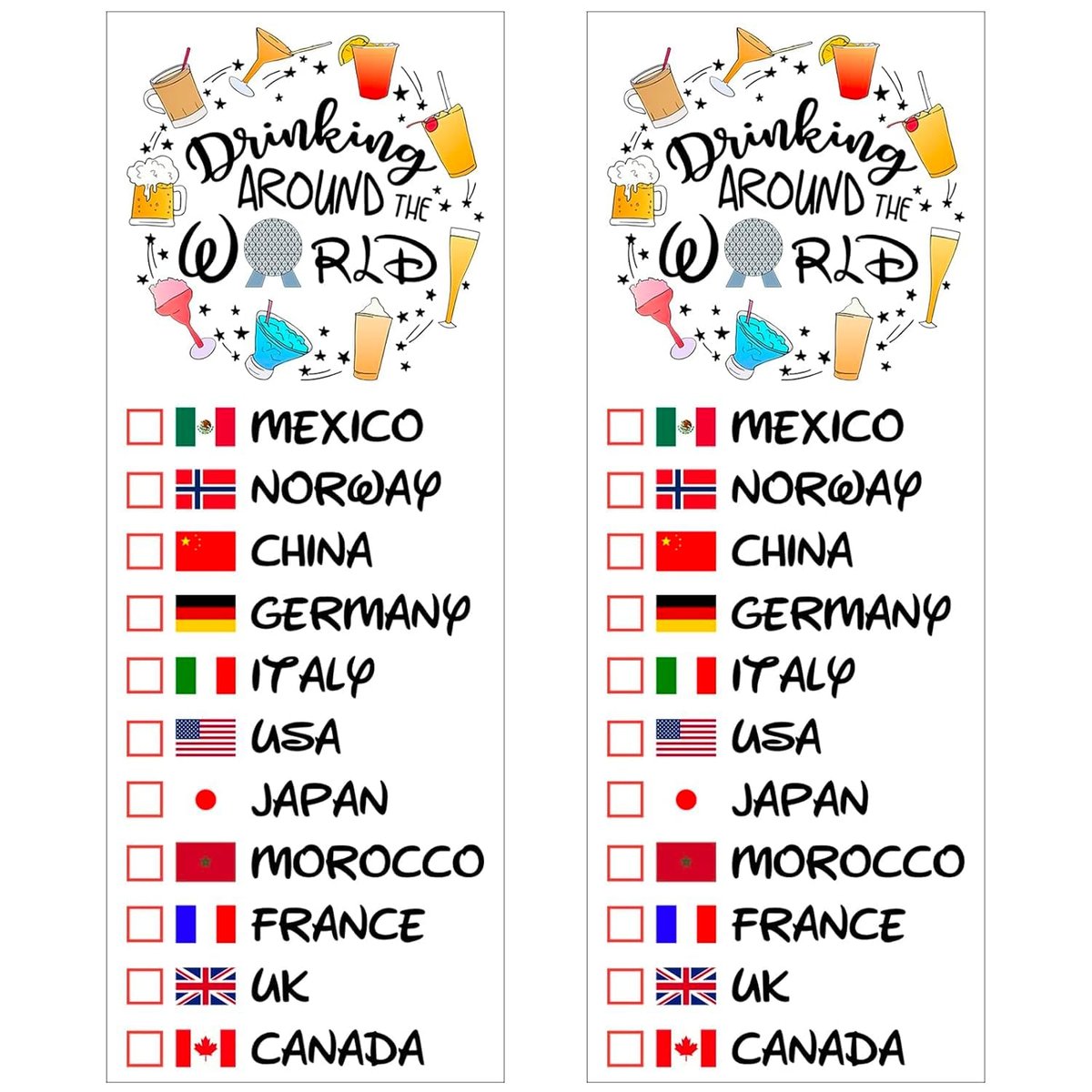 Drinking Around The World - Pack Of 2 Temporary Tattoos | Multicolor Fun Design - görsel 1