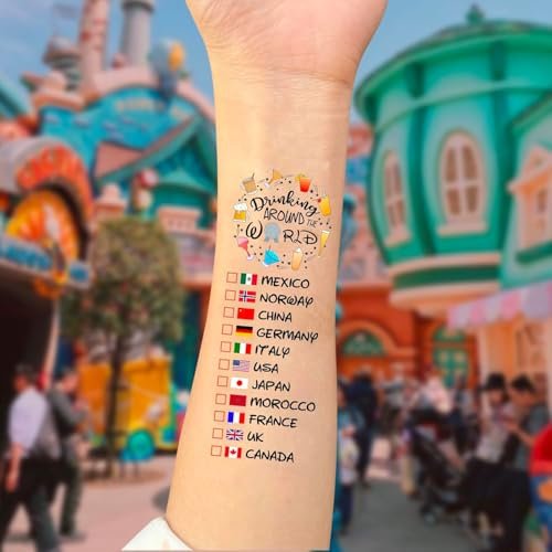 Drinking Around The World - Pack Of 2 Temporary Tattoos | Multicolor Fun Design - görsel 10