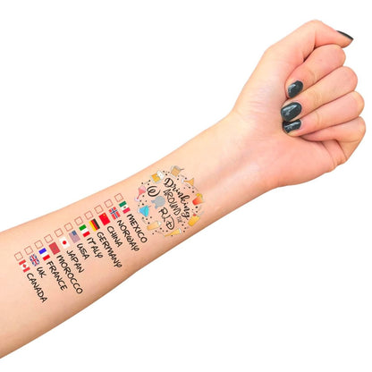 Drinking Around The World - Pack Of 2 Temporary Tattoos | Multicolor Fun Design