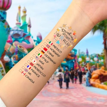 Drinking Around The World - Pack Of 2 Temporary Tattoos | Multicolor Fun Design