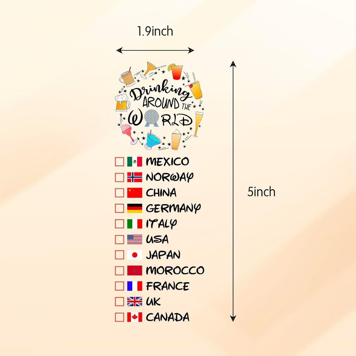 Drinking Around The World - Pack Of 2 Temporary Tattoos | Multicolor Fun Design - görsel 5