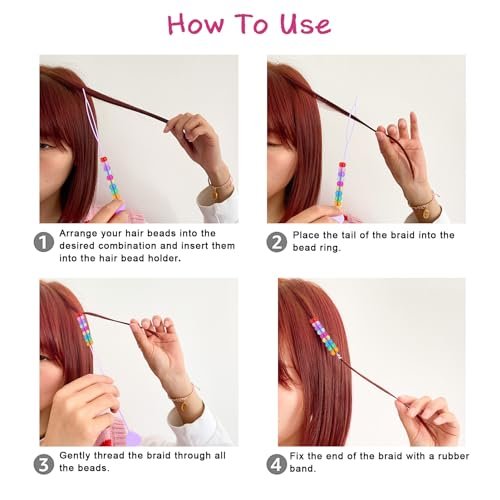 1008 Pcs Hair Beads Kit for Girls and Kids Hair Braids - Glitter Pony Beads, Elastic Bands, Beaders & Clips - görsel 8