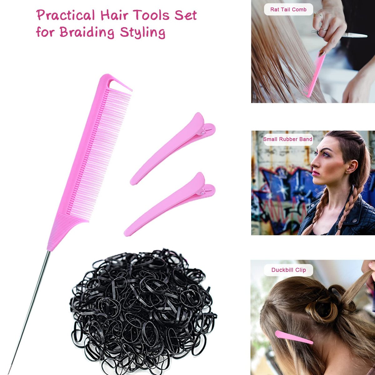 1008 Pcs Hair Beads Kit for Girls and Kids Hair Braids - Glitter Pony Beads, Elastic Bands, Beaders & Clips - görsel 13
