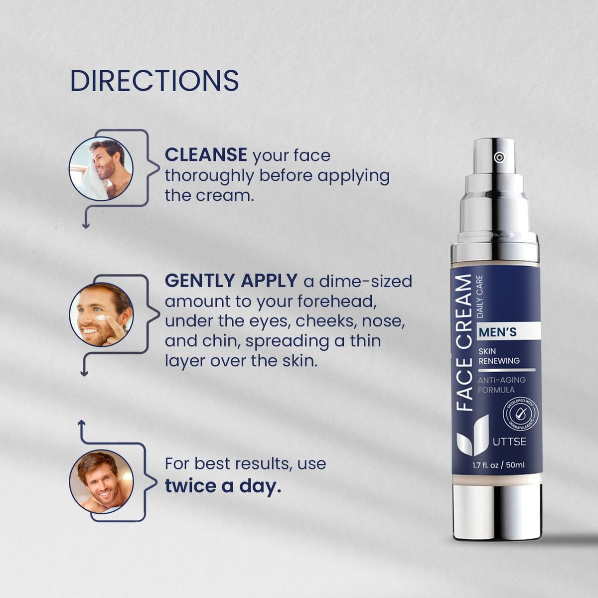 6-in-1 Face Cream for Men: Anti Aging & Wrinkle Cream with Collagen, Hyaluronic Acid, Vitamins E & B, Shea Butter - Dark Spots Remover & Eye Bags Treatment - 1.7 oz - görsel 13