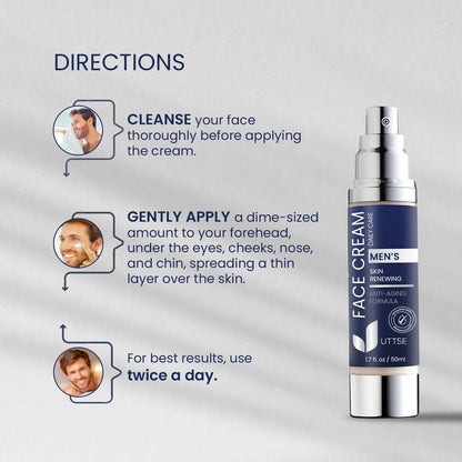 6-in-1 Face Cream for Men: Anti Aging & Wrinkle Cream with Collagen, Hyaluronic Acid, Vitamins E & B, Shea Butter - Dark Spots Remover & Eye Bags Treatment - 1.7 oz