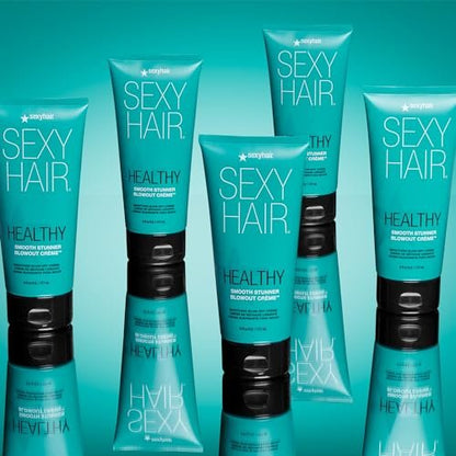 SexyHair Healthy Smooth Stunner Blowout Crème - 6 oz | Nourishes Dry Hair, Adds Moisture, Seals Cuticle Avelisse