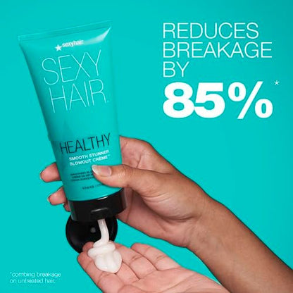 SexyHair Healthy Smooth Stunner Blowout Crème - 6 oz | Nourishes Dry Hair, Adds Moisture, Seals Cuticle Avelisse