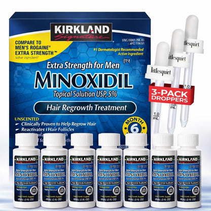 Kirkland Signature Hair Regrowth Treatment Extra Strength for Men, 5% Minoxidil Topical Solution, 2 fl oz, 6-Pack Avelisse