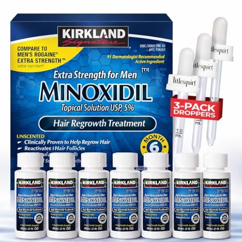 Kirkland Signature Hair Regrowth Treatment Extra Strength for Men, 5% Minoxidil Topical Solution, 2 fl oz, 6-Pack Avelisse