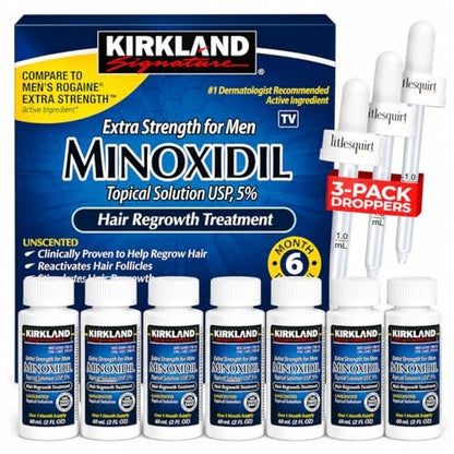 Kirkland Signature Hair Regrowth Treatment Extra Strength for Men, 5% Minoxidil Topical Solution, 2 fl oz, 6-Pack Avelisse