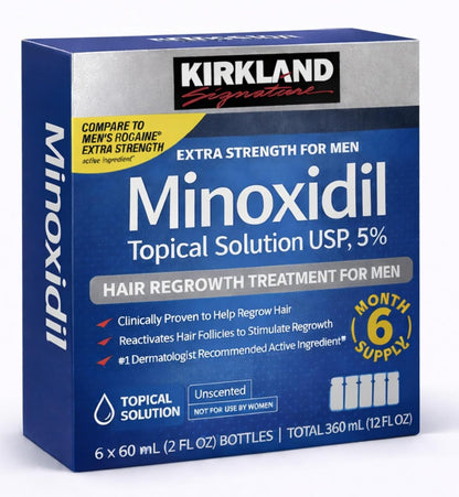 Kirkland Signature Hair Regrowth Treatment Extra Strength for Men, 5% Minoxidil Topical Solution, 2 fl oz, 6-Pack Avelisse