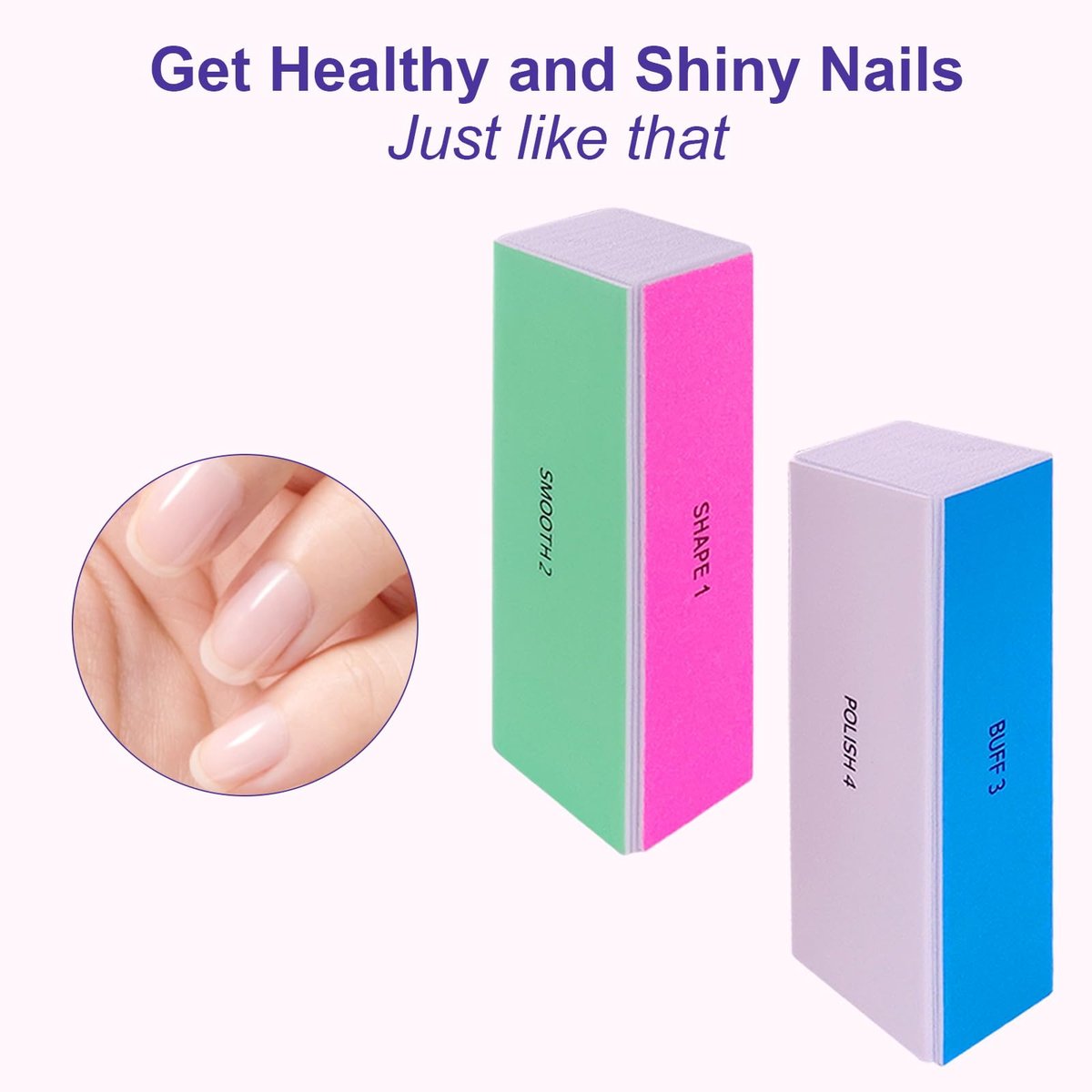 4-Way Nail Buffer Block (4 Pack) – Nail Shine Buffer for Natural & Acrylic Nails, 120/240/600/3000 Grit Fingernail File & Polisher - görsel 5