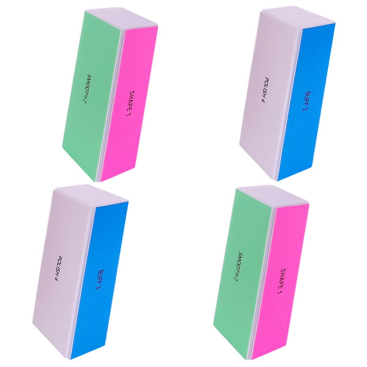 4-Way Nail Buffer Block (4 Pack) – Nail Shine Buffer for Natural & Acrylic Nails, 120/240/600/3000 Grit Fingernail File & Polisher - görsel 1