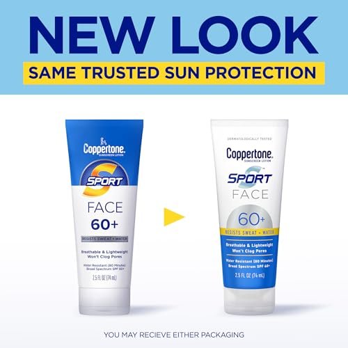 Coppertone Sport Face Sunscreen Lotion SPF 60+, Water Resistant, Broad Spectrum, Lightweight & Breathable, 2.5 Fl Oz Avelisse