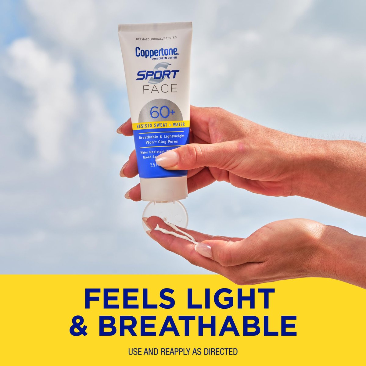 Coppertone Sport Face Sunscreen Lotion SPF 60+, Water Resistant, Broad Spectrum, Lightweight & Breathable, 2.5 Fl Oz Avelisse