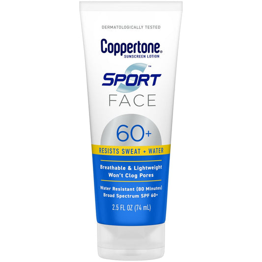 Coppertone Sport Face Sunscreen Lotion SPF 60+, Water Resistant, Broad Spectrum, Lightweight & Breathable, 2.5 Fl Oz Avelisse