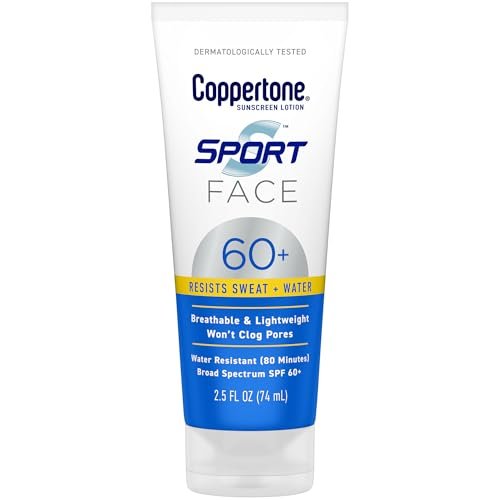 Coppertone Sport Face Sunscreen Lotion SPF 60+, Water Resistant, Broad Spectrum, Lightweight & Breathable, 2.5 Fl Oz Avelisse