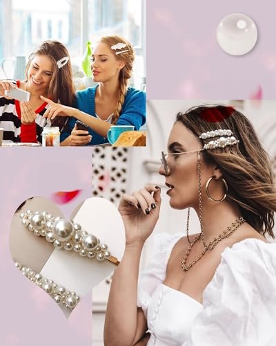 JELIEE 8-Piece Pearl Hair Clips - Large Pins & Barrettes for Women, Sweet Fashion Hair Accessories