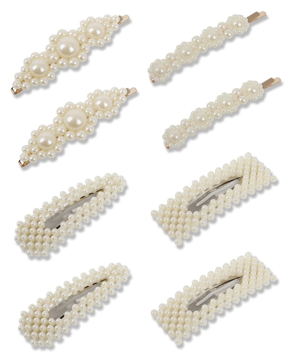 JELIEE 8-Piece Pearl Hair Clips - Large Pins & Barrettes for Women, Sweet Fashion Hair Accessories - görsel 1