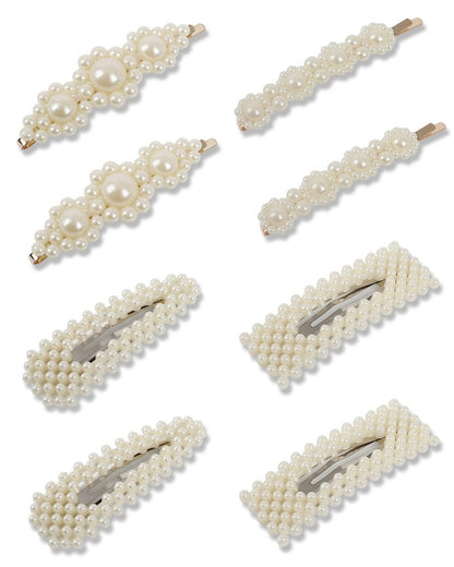 JELIEE 8-Piece Pearl Hair Clips - Large Pins & Barrettes for Women, Sweet Fashion Hair Accessories
