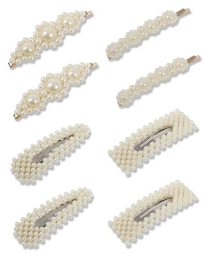 JELIEE 8-Piece Pearl Hair Clips - Large Pins & Barrettes for Women, Sweet Fashion Hair Accessories - görsel 2