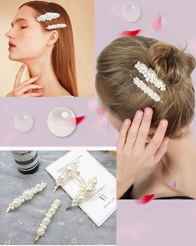 JELIEE 8-Piece Pearl Hair Clips - Large Pins & Barrettes for Women, Sweet Fashion Hair Accessories - görsel 8