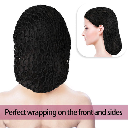 Mozeat Lens 2-Pack Hair Nets Snoods for Women - Black Rayon Knit Snood Hat, Mesh Crochet Hair Wrap Sleep Cap