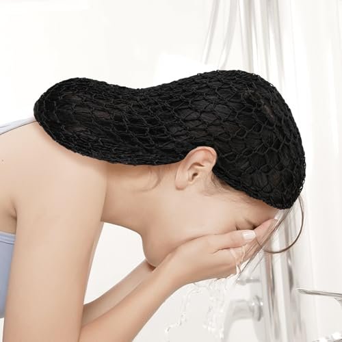 Mozeat Lens 2-Pack Hair Nets Snoods for Women - Black Rayon Knit Snood Hat, Mesh Crochet Hair Wrap Sleep Cap - görsel 6