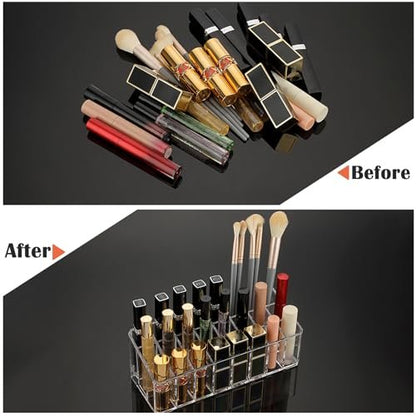 ELLDOO Clear Acrylic Rollerball Perfume Organizer – 24-Slot Cosmetic Display Case for Perfume, Lip Gloss, Lipstick, and Beauty Samples Avelisse