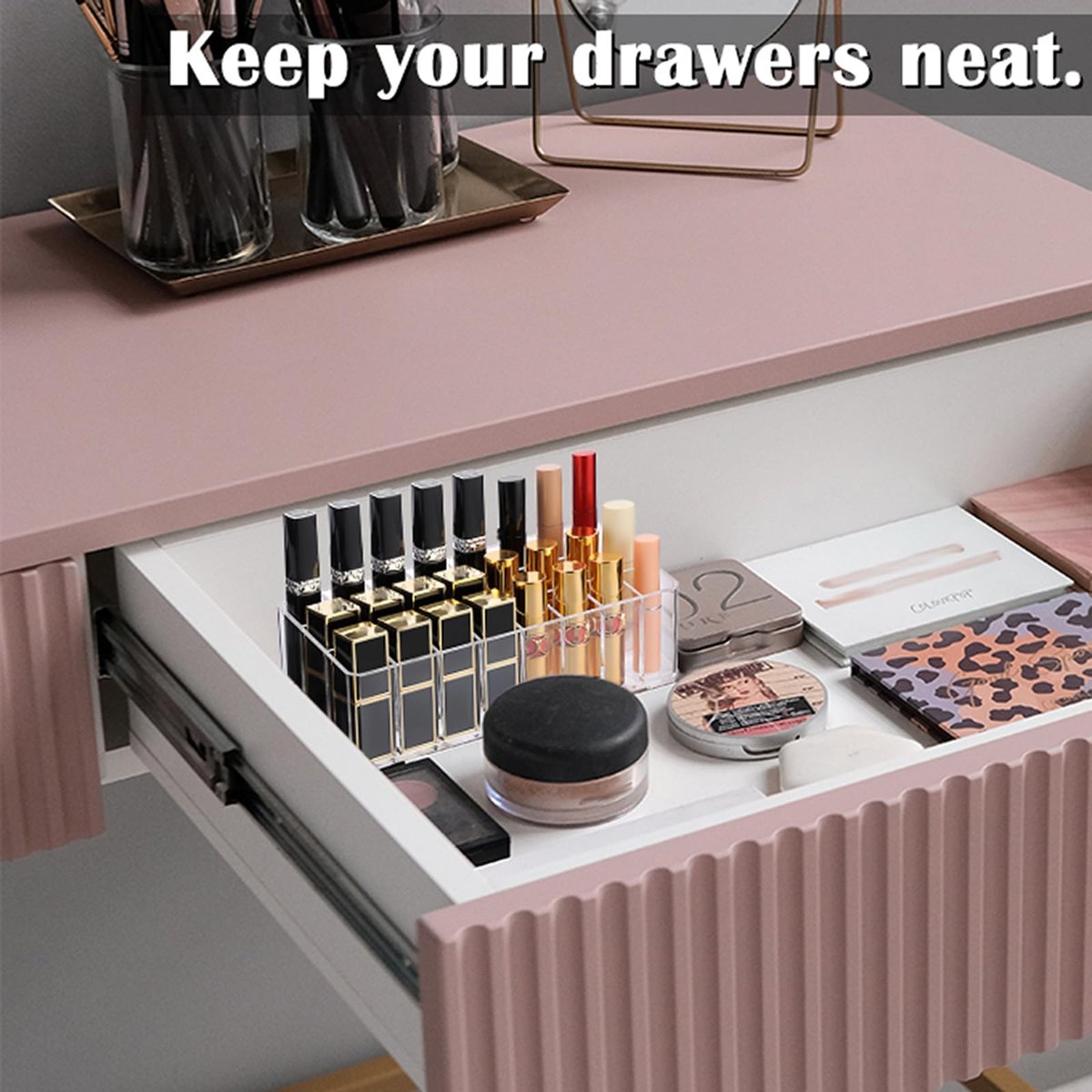 ELLDOO Clear Acrylic Rollerball Perfume Organizer – 24-Slot Cosmetic Display Case for Perfume, Lip Gloss, Lipstick, and Beauty Samples Avelisse
