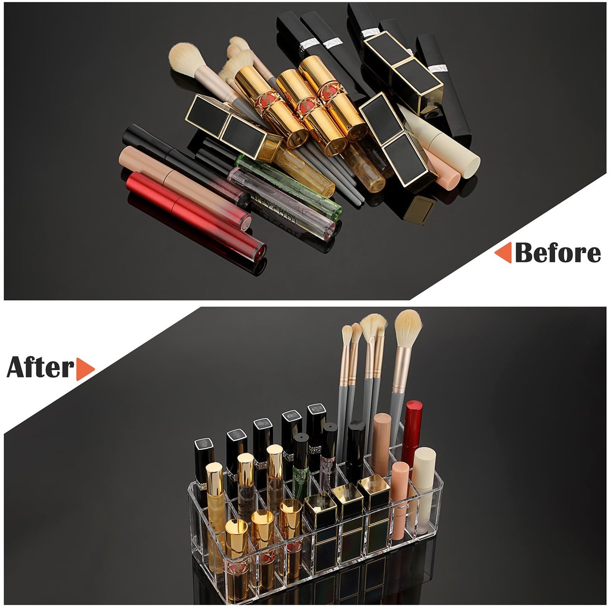 ELLDOO Clear Acrylic Rollerball Perfume Organizer – 24-Slot Cosmetic Display Case for Perfume, Lip Gloss, Lipstick, and Beauty Samples Avelisse